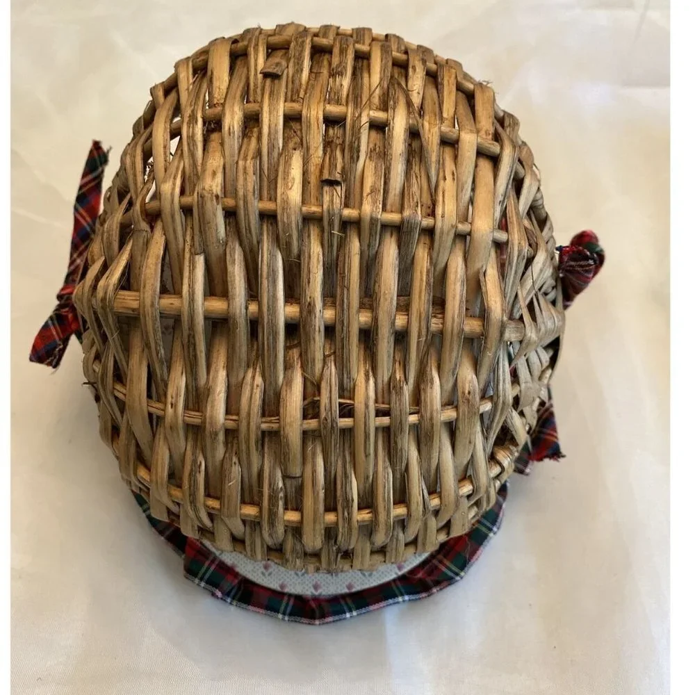 VTG 80s 90s Valorie Sockwell A+ Teacher Basket Folk Art Plaid Ruffle Apple Retro